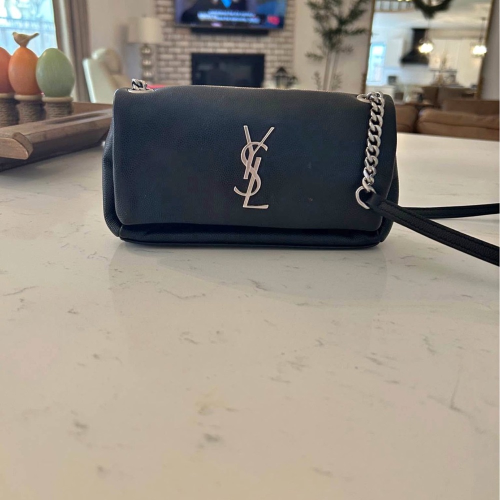 Yves Saint Laurent Black Leather Chain Bag